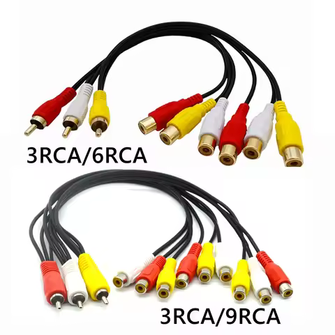 Audio Video AV Adapter Cable for TV DVD Player Video Splitter HD-TV RCA Cable 3 RCA to 6 RCA 9 RCA M