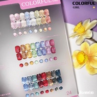 【พร้อมส่ง】 Colorful girl 24สี  สีเจลแคทอายเนื้อซาติน สีเจลแฟลช เจลกากเพชรสีผิวธรรมชาติ สีเลเซอร์กากเ