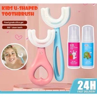 MEKIDS👨‍👩‍👧‍👦 [Ready Stock] Baby Toothbrush U-Shape Mousse Foam Toothpaste Cup Set Kids Toothbrush T
