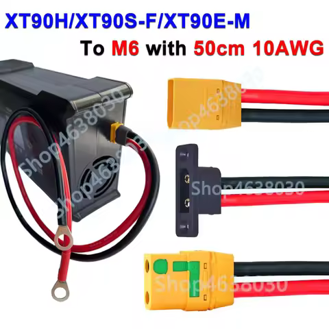 XT90H/XT90S-F/XT90E-M to M6 Ring Eyelet Terminal Plug Connector 10AWG Silicone Wire RC ESC Charger S