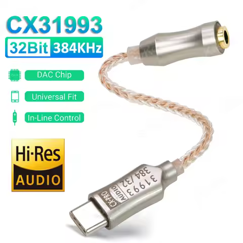 CX31993 Audio Interface Type C to 3.5mm Headphone Amplifier Audio Adapter HiFi USB DAC Earphone Ampl