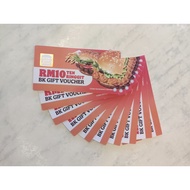 Gift Set BK Gift Voucher 10 pcs Cash Voucher 汉堡王代金卷套组10张 (Cash Value RM 100) can use at all Malaysia
