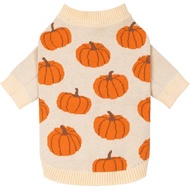 Fitwarm Pumpkin Dog Sweater, Thanksgiving Outfit for Small Dogs Boy Girl, Pet Outfit, Orange, Beige,