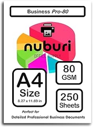 Nuburi - A4 Size Printer Paper - Great for Professional Documents - 80 gsm / 21 lb (250 Sheets)