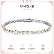 FANCIME "Eternal Duo" October Birthstone Opal Sterling Silver Tennis Bracelets