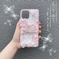Baroque Style Butterfly Series Pink Cream Phone Case Customised Decoden Silicon Phone Case