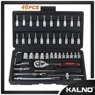 MATA KALNO Socket Wrench Set 46 Pcs Socket Wrench Screwdriver Bits Equipped with Storage Box - L-Spa