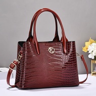 Straw Straw Capacity Crocodile Pattern Bright Leather Handbag Fashion Shoulder Bag Flow Diagonal Bag