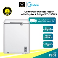 Midea 130L Convertible Chest Freezer with Key Lock Refrigerator Fridge WD-130WA Peti Beku Peti Ais Peti Sejuk