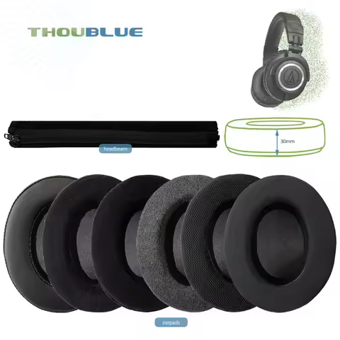 THOUBLUE Replacement Ear Pad For Audio Technica ATH-M50x, ATH-M50xBT, ATH-M40x, ATH-M30x, ATH-M20x, 