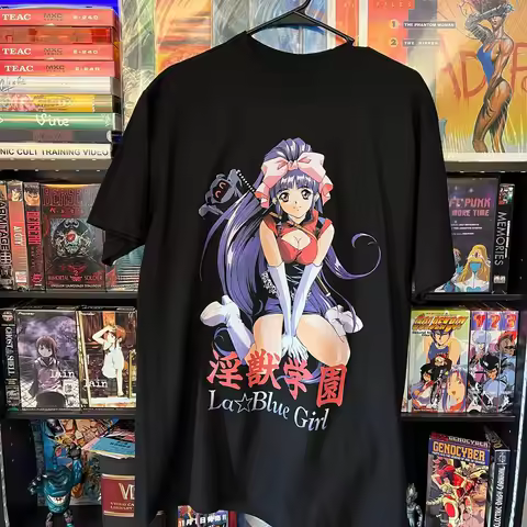 Vintage La Blue Girl Anime Miko Mido Manga Graphic Tee Cotton Mens Womens T-Shirt Summer Streetwear
