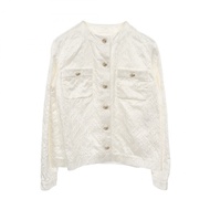 香奈兒 COCO 標誌紐帶 無色外套 P79802V72080 絲棉 白色 二手 女