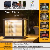 Lampu pagar solar 220V Garden light gate light Waterproof 3-Colors Solar fence lamp  LED solar light