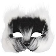 Halloween Furry Fox Mask Half Face Cosplay Costume Mask Animal Furry Mask for Ball Halloween Party (