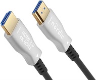 NÖRDIC HDMI-F015 15 m Fibre Optic Cable, Active AOC HDMI 2.0 4K 60Hz Optical Fibre Cable High Speed