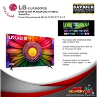 LG UR80 43 inch 43UR8050PSB 4K Smart UHD TV with Al Sound Pro