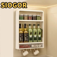 SIOGOR Wall-Mounted Cupboard, Groceries Storage Spices Organization Kitchen Storage Rack, Multi-laye