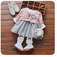 Baby Clothing Baby Girl Dress Toddler Kids Girl Ribbon Long Sleeve (0-3 Year)