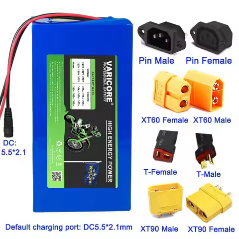 VariCore 36V 25Ah 35Ah 45Ah 21700 Lithium Battery Pack Built in BMS 42V/54.6V/67.2V XT90 plug