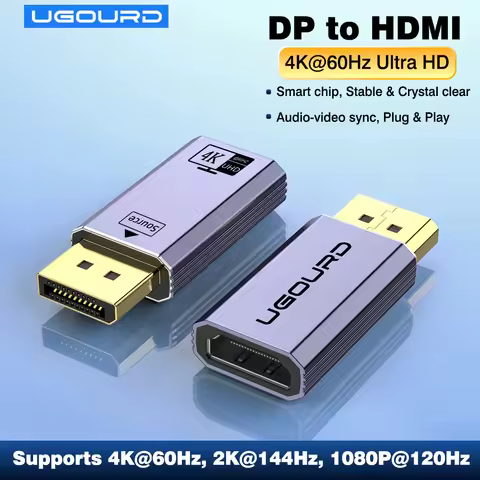 UGOURD New 4K 60Hz DP to HDMI Adapter Cable DisplayPort 1.2 to HDMI 2.0 Converter 4K30Hz Audio Video