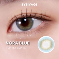 Lens xanh cận 3 tháng EYEIYAGI kính áp tròng không ngâm Nora Blue độ cận 0-8 DIA 14.2mm | Lens hính 