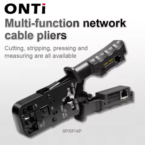 ONTi Professional Wire Stripper CAT6 Crystal Head Crimping Tool with RJ45 Cables Meter Tester for 4P