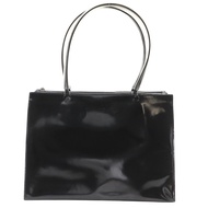 二手Salvatore Ferragamo手提包 BZ-21 7255，漆皮和乙烯基材質，黑色，肩包/手提包，A5 尺寸，拉鍊，女士款