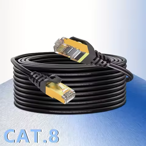0.5/1/2/3/5/10/15/20/30M CAT8 Ethernet Cable 40Gbps Flat Nylon Braided Network Lan Cord for PC Modem