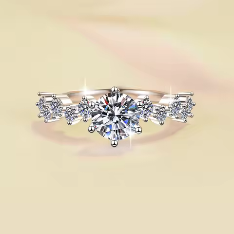 Precious Ring Women's 1 Carat Moissanite PT950 Platinum - 1 Carat Star Paved Ring, Dreamy & Lovely, 