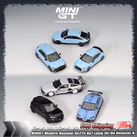 New Minigt #1207 Hyundai Rn22e Vp1 Modern Loniq 5n/6n Veloster N 1:64 Alloy Diecast Car Model Collec