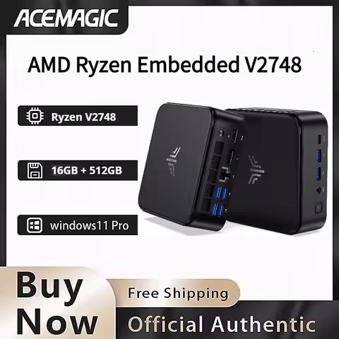 ACEMAGIC E3B Mini PC AMD Ryzen Embedded V2748 (8C/16T up to 4.3GHz) 16GB DDR4 1TB NVMe SSD WiFi 6 BT