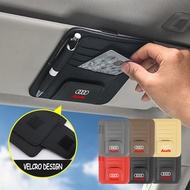 Audi Car Sun Visor Card Pen Holder Glasses Clip Imitation Leather Storage Bag For Audi A3 8l 8Y A1 Q