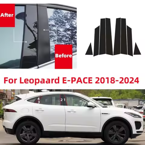 For Jaguar F-PACE Jaguar E-PACE 2016-2025 8pcs Black Center Column Window Trim Covers B C-Pillar Sti