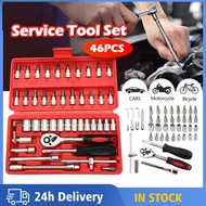 🔥46 Pcs Spanner Socket Set Ratchet Wrench Set Car Motorcycle Bicycle Repair Tool box set Set Alat Pe