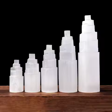1pc Natural Crystal Selenite Tower Raw Stone Polished And Demagnetized Handicraft Tabletop Decorativ