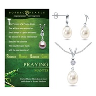 Borneo Pearls Pearl Pendant & Earrings Set - A Praying Mantis