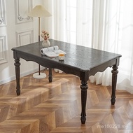 Distressed Small Apartment Rectangular Workbench All Solid Wood White Embryo Fusion American Negotia