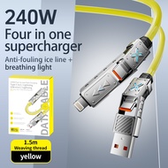 สายชาร์จโทรศัพท์มือถือ 240W สายชาร์จข้อมูล Super Fast Charging สายสังกะสีอัลลอยด์อินเทอร์เฟซ Dazzle 