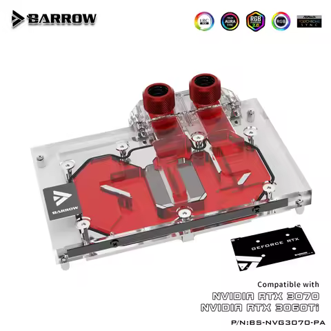 Barrow GPU Custom Water Block For NVIDIA Founder Edition RTX3070 3060ti, GPU Cooler, PC Water Coolin