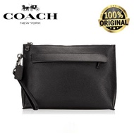 BIG SALE !  STOCK TERBATAS !! Clutch COACH Pebbled Leather Pouch Black Fullset HOT STOCK BRAND ITEM TERLARIS TAS SELEMPANG PRIA DOMPET WALLET HP BRANDED TERBARU HIGH QUALITY BEST SELLER - TAS TOP HANDLE COACH  - TAS COACH TERBARU Tas Tangan Pria Wanita