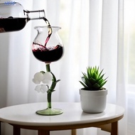 NESS Orchid Tall Glass, Clear 3 D Flower Bell Orchid Goblet, Exquisite Heat-resistant Handmade Vinta