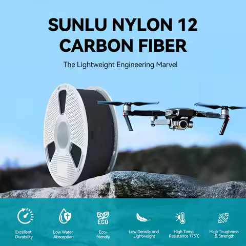 SUNLU Nylon-12 Carbon Fiber Filament (PA12-CF) Original SUNLU 1KG 1.75mm High Toughness & Strength 3