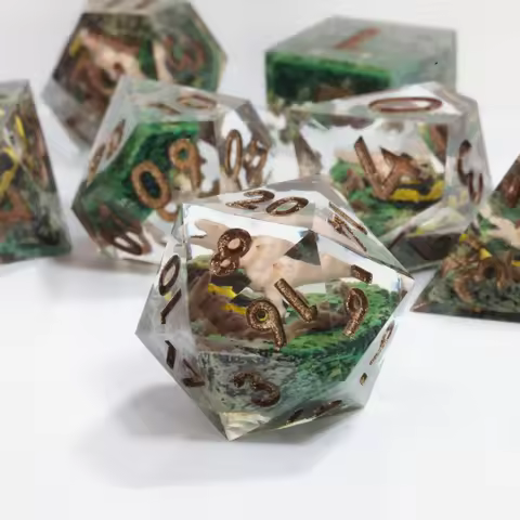 MINI PLANET 3D Printed Dinosaur DND Dice Set Handmade Resin Dice for TRPG Dungeons&Dragons Tabletop 