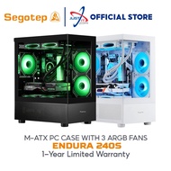 SEGOTEP ENDURA 240S M-ATX PC CASE WITH 3 ARGB FANS - BLACK / WHITE