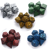 7Pcs/set Polyhedral 7-Die Carved Pattern Dice Set D4 D6 D8 D10 D% D12 D20 For Board Game Accessories