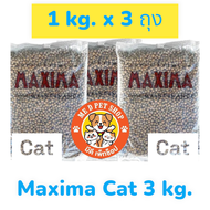 Maxima Cat 3 kg. อาหารแมว แม็กซิม่า (1kg x 3 ถุง) ไม่เค็ม ไม่ก่อให้เกิดนิ่วและไตวาย บำรุงขนและผิวหนัง