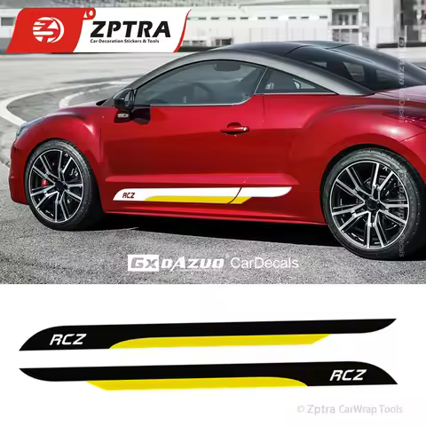 Both Side Car Body Door Side Skirt Sticker For PEUGEOT RCZ Coupe Racing Sport Stripes Vinyl Decal Ca