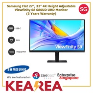 Samsung Flat 27”, 32” 4K Height Adjustable Viewfinity S8 S80UD UHD Monitor (3 Years Warranty)