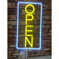 Light Sign Shop Letter Led Open Yellow With White Edges 42x23cm