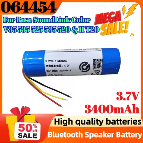 064454 3.7V 3400mAh Replacement Battery for Bose SoundLink Color V35 535 525 535 520 & II T20 Blueto
